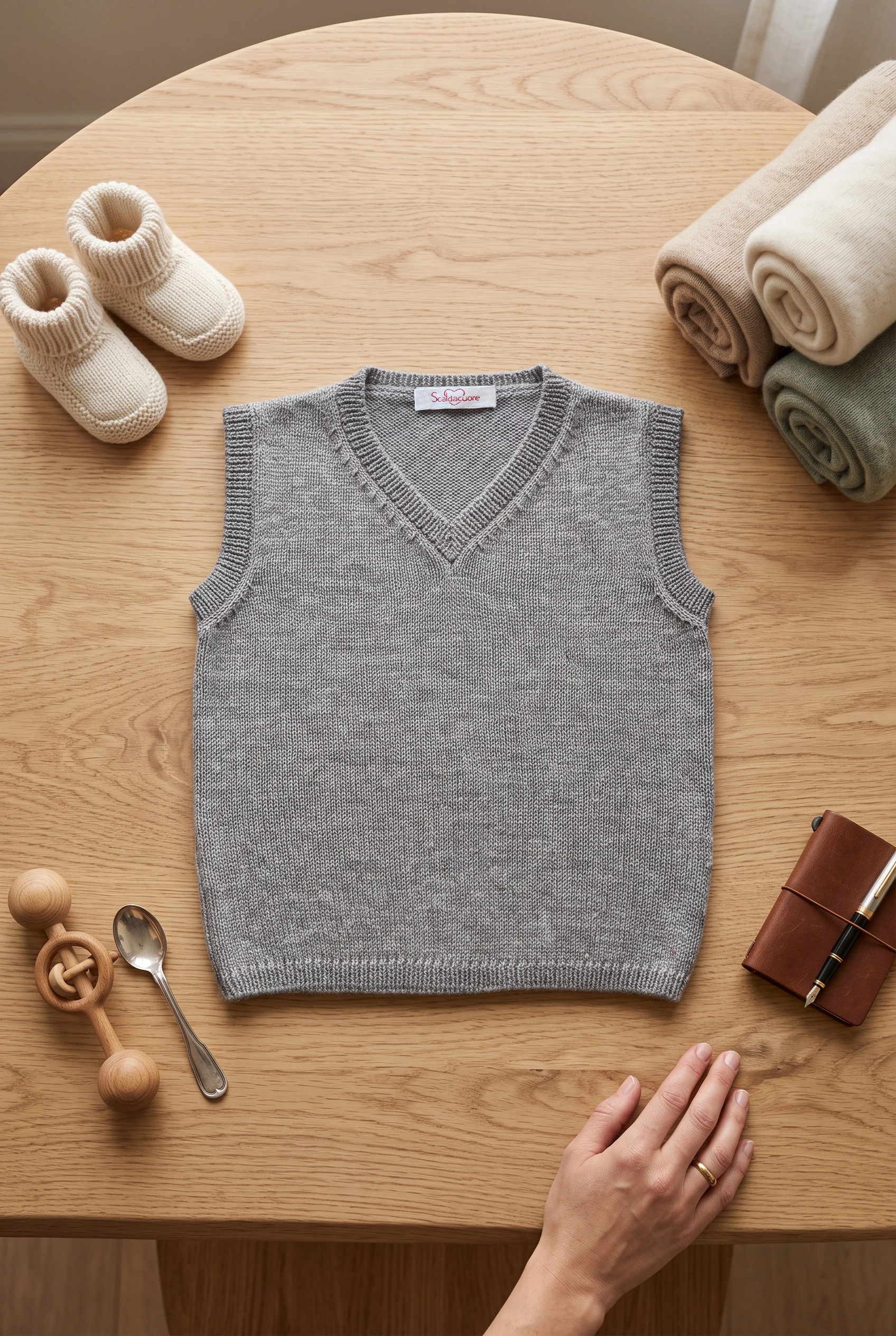 Quilted effect round neck