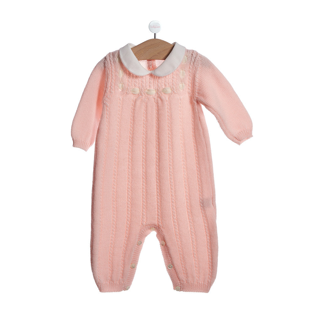 Braid patterned pure wool onesie with yoke