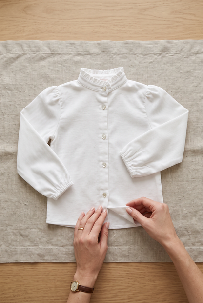 Camicia collo coreana bambina in puro cotone