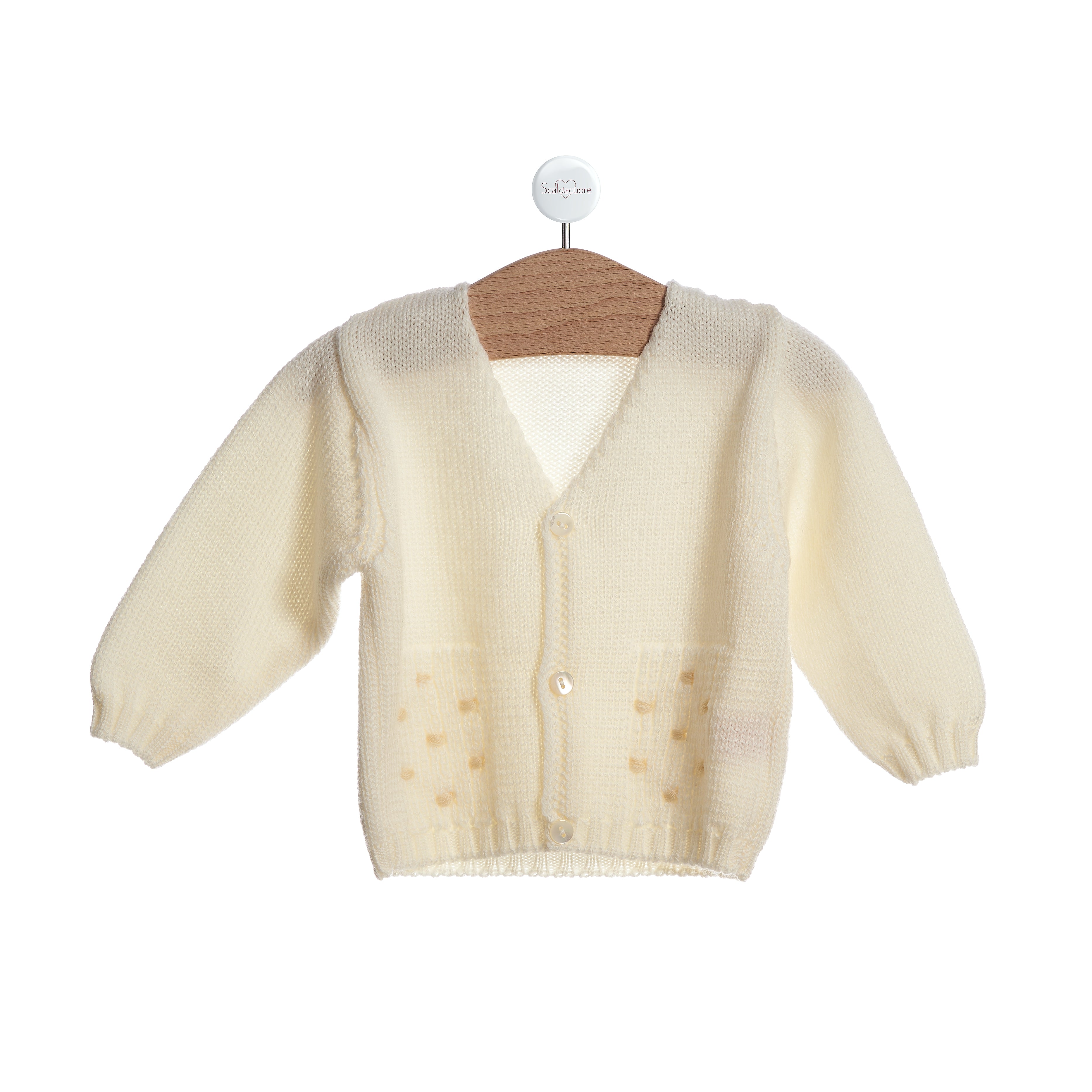 Cardigan in pura lana punto smock