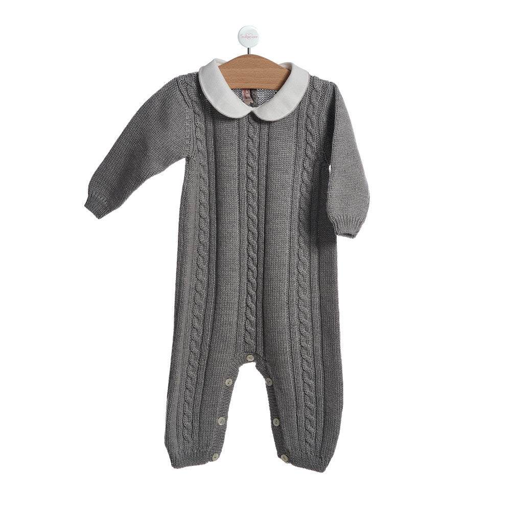 Tutina Neonato Lana Merino con Trecce - Made in Italy