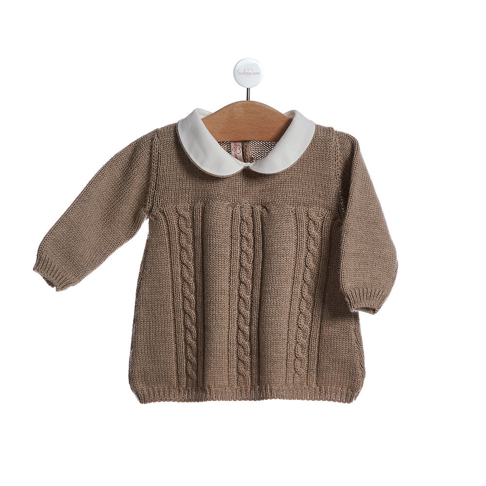 Completo con carrè in pura lana con trecce